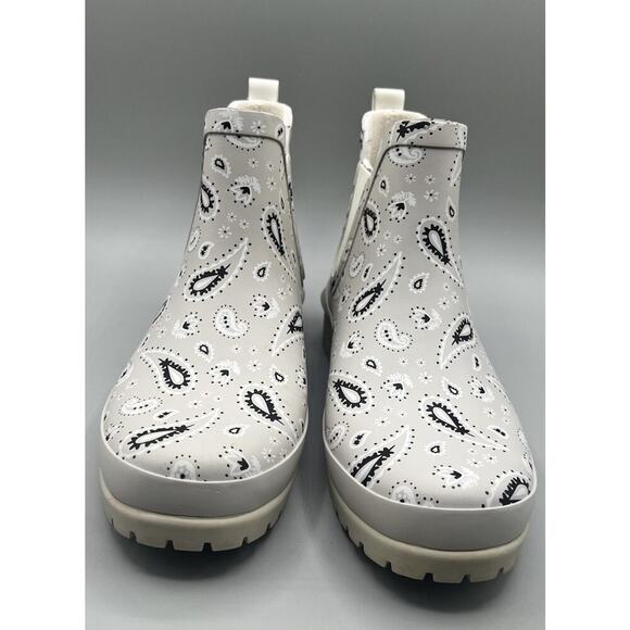 Keds Rowan Latte Bandana Slip-On Beige Paisley Rain Rubber Boots Woman’s Size 8 - Picture 2 of 12
